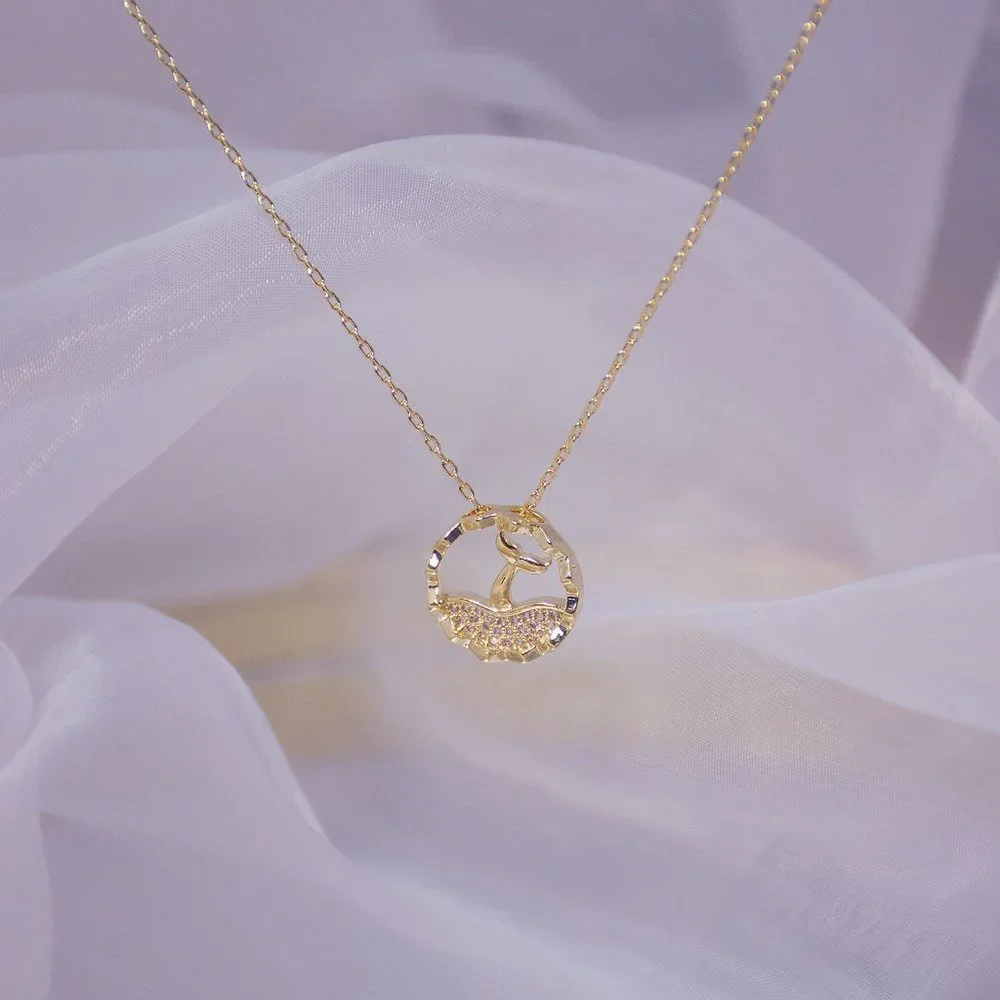 NEW 14K Gold Plated Diamond Mermaid Necklace a